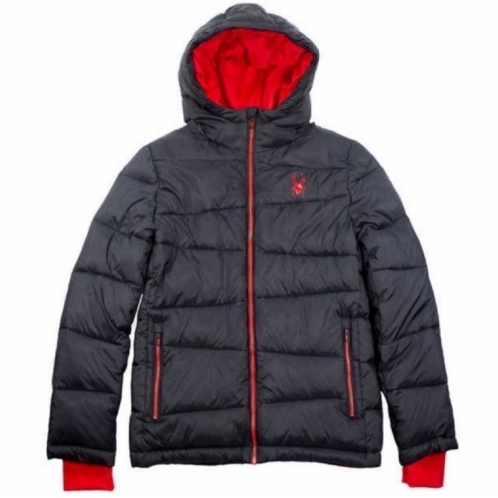 NWT Spyder Youth Boys Puffer Jacket BLACK - size XS (5/6) cozy winter outdoor